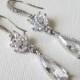Teardrop Crystal Earrings, Cubic Zirconia Bridal Earrings, Cubic Zirconia Silver Dangle Earrings, Bridal Jewelry, Bridal Sparkly Earrings