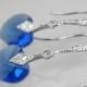 Sapphire Heart Crystal Earrings, Swarovski Heart Silver Earrings, Blue Dainty Heart Earrings, Wedding Sapphire Earrings, Bridal Bridesmaids