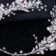 Silver Leaf Pearl Headband Tiara For Bridal Hair Accessories Wedding Hair Band Crystal Pearl Tiaras and Bride Headpieces,tiaras,bridal crown