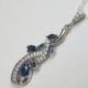 Navy Blue Crystal Necklace, Bridal Blue Sapphire Floral Necklace, Wedding CZ Blue Silver Pendant, Sapphire Bridal Jewelry, Dark Blue Pendant