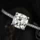1.30ct Marcelle 6.5mm Platinum Cushion Forever One Moissanite Diamonds Cathedral Cushion Solitaire Accent Engagement Ring,Rosados Box 