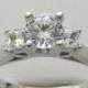 Special Price Diamond Engagement Ring Round and Princess Cut Diamonds 14K White Gold Jewelry Appraisal Will Accompany Purchase