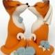 Fox cake topper wedding Personalised clay fox figurines Custom rustic cake topper