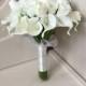 White Bridal Bouquet, White Calla Lilly Bouquet,  Silk Rose Flower Bouquet For Bridal, Tulips Bridal Bouquet, Ivory Bouquet DJ-34