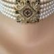 Vintage Pearl Choker, 5 Strand Pearls , Vintage SPHINX Jewelry, Indian Bridal Choker, Vintage Wedding, Bridal Pearls, Statement Necklace