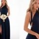 Blue Bridesmaids Multiway Dress - Navy Homecoming Infinity Dress - Blue Prom Dress - Long Convertible Dress - Handmade by TTBFASHION