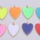 Neon Heart Charms, Enamel Heart Pendant for Necklace Earring Charm Component in 24k Gold filled Red White Green Teal Yellow Orange Pink Love