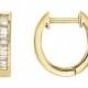 14k Gold Stacked Baguette Diamond Huggie Earrings