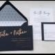 Foil wedding invitation suite, Elegant wedding invitation, Minimalistic wedding suite, Vellum wrap wedding suite, Black and white set