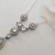 Cubic Zirconia Dainty Bridal Necklace, Teardrop Crystal Silver Necklace, Wedding CZ Necklace, Bridal Delicate Necklace, Prom CZ Necklace