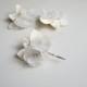 Ivory Wedding Hair Clips,  Champagne Bridal Hair Flower , Lace Rustic  Bobby Pins