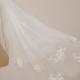 Beautiful Scattered Lace Bridal Veil Floral Lace Fingertip Veil with Blusher Veil Ivory Waltz Wedding Veil Lace Hip Length Veil Dance Veil