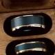 His And Hers Tungsten Wedding Band Set,8mm,6mm,Black & Rose Gold Tone Edges,Tungsten Carbide Ring, Promise Ring For Couple, Wood Box
