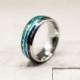Opal and Abalone Shell (8MM) Tungsten Carbide Ring