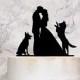 Bride Groom and German Shepherd Dogs Silhouette Wedding Cake Topper, Couple and 2 Dogs, Wedding Cake Topper with German Shepherd, Cake decor