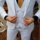 Men Suits White Wedding Groom Wear Suits, 3 Piece Suit Formal Fashion Slim Fit Suit For Men