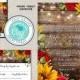 Wedding Invitation and RSVP Template, Rustic Wood with Sunflowers & Roses Invitation Suite, Editable Printable File,Instant Download, Corjl