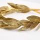 Gold Laurel Leaf Crown, Greek God Wreath, Toga Costume, Apollo Gold Leaf Headpiece, Hair Wreath, Bay Leaf Garland, Laureate, Man Crown, Eros