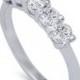 Diamond Wedding Ring 1/2CT 5-Stone Diamond Wedding Ring 14K White Gold Womens Anniversary Guard Band Size (4-9)