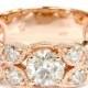 Rose Gold Diamond Engagement Ring, Vintage Rose Gold Diamond Engagement Ring 2CT Antique Filigree Vine Floral Milgrain 14 Karat Size 4-9