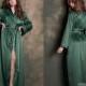 Green Silk Long Dressing Gown • Luxury Satin Bridesmaid Robe • Valentines Gift for Her, Girlfriend & Wife • Sexy Plus Size Womens Nightwear
