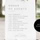 Wedding Order of Events Poster, Modern Wedding Poster Template, Order of Events Sign, 18x24" & 24x36", Edit with TEMPLETT, WLP-MIN 1909