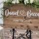 Wedding Sign, Wedding Welcome Sign, Wooden Wedding Sign, Heart Connecting Names Sign, Custom Wedding Sign, Rustic Wood Sign, Wedding Signage