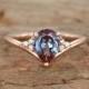 Pear shaped Rose gold Engagement Ring Vintage Alexandrite Engagement Ring cluster diamond Wedding ring Anniversary promise Day Gift for her
