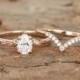 2PCS Pear shape Moissanite Engagement Ring set Rose gold Engagement Ring curve diamond Wedding ring Vintage Anniversary promise Gift for her