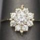 Sparkling Diamond Cluster Ring in 14k Yellow Gold, Delicate Diamond Engagement Ring, 1.06ctw Low Profile Diamond Ring, Starburst, Feminine