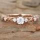 Vintage Moissanite Engagement Ring Rose gold art deco Engagement Ring Vintage miligrain diamond Wedding ring Anniversary promise Day Gift