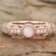 Vintage Opal Engagement ring  Half eternity Moissanite engagement ring for women Rose gold diamond ring Bridal antique Promise gift for her