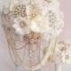 Wedding Brooch Bouquet, Ivory bridal bouquet