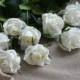 Ivory Real Touch Medium Roses Buds DIY Wedding Flowers Silk Bridal Bouquets Wedding Centerpieces