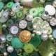 Green button and brooch large bridal bouquet with vintage charms and finds