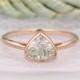 Trillian Cut 7mm 1CT Moissanite Ring, Milgrain Art Deco Plain Gold Ring, 14k Rose Gold Engagement Ring, Promise Solitaire Moissanite Ring