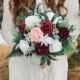 Organic Style Artificial Bridal Bouquet, White, Blush, and Burgundy Bouquet, Bridesmaid Bouquet, Rustic Wedding, Boho Bouquet,
