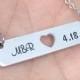 Couples Initials Necklace, Anniversary Date Jewelry, First Anniversary Gift, Gift for Wife, Personalized Bar Necklace, Valentine's Day Gifts