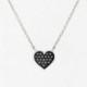 14K White Gold Black Diamond Micro Pave Heart Necklace