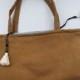 Handmade Canvas Tote Bag, Brown Canvas Tote Bag, Blue And Brown Handbag, Polka Dot Pouch, White Tassel Handbag, Long Tote Bag, KirsaK