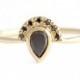 1 Ct Pear Cut Black Diamond Half Halo Engagement Ring In Yellow Gold