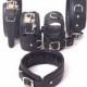 Real Cow Leather Wrist, Ankle Thigh Cuffs Collar Restraint Bondage Set Black 7 Piece Padded Cuffs
