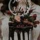 Personalized Couple's Names Wedding Cake Topper / Wedding Cake Topper With Rustic Wreath / Custom Boho Floral Cake Topper - by TOA