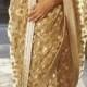 Champagne colour heavy embroidered evening wear indian designer saree/ Indian wedding hand embroidered sari fashion
