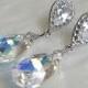 Aurora Borealis Crystal Earrings, Swarovski AB Crystal Silver Earrings, Wedding Bridal Crystal Earrings, Rainbow Teardrop Dangle Earrings