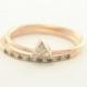 Diamond Engagement Ring & Wedding Diamond Band - Diamond Wedding Set - White with Blue Diamond Rings - 14k Rose Gold Ring