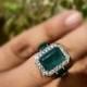 18k White Gold Natural Emerald Engagement Ring / 18k Solid Emerald And Diamond Ring / Wedding Ring For Women / Christmas Gift Ring