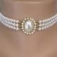Lotus Pearl Choker, Vintage Pearls, Lotus Classic Pearls, 3 Strand Pearl Choker, Ivory Pearls, Bridal Pearls, Vintage Wedding, Bridal Choker