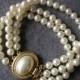 Vintage Rosita Pearl Bracelet, 3 Strand Pearl Bracelet, Cream Pearl Bracelet, Bridal Bracelet, Pearl Cuff, Vintage Wedding