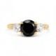 2 Carat Natural Black White Diamond Engagement Ring